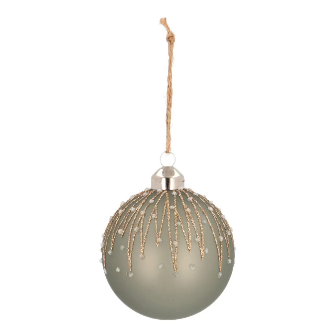 Glazen Kerstbal Met Ijspegels | Cottage Green | 8 Cm