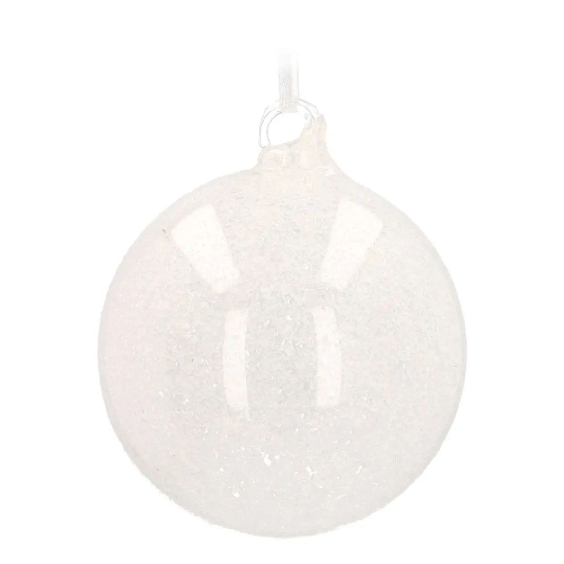 Glazen Kerstbal Met Ijsvlokken | Transparant | 10 Cm