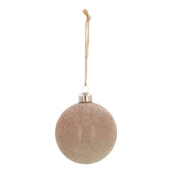 Glazen Kerstbal Met Kralen | Taupe | 8 Cm