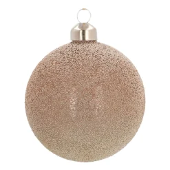 Glazen Kerstbal Met Kralen | Taupe | 8 Cm