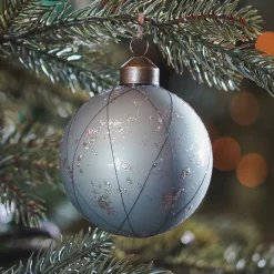 Glazen Kerstbal Met Lijnen | Cottage Green | 8 Cm