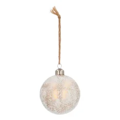 Glazen Kerstbal Met Sneeuwvlok | Antiek-look | Wit En Goud | 8 Cm