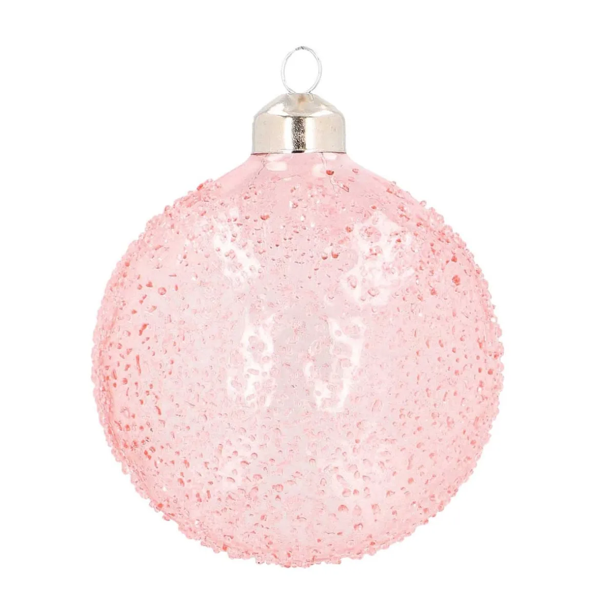 Glazen Kerstbal Met Spikkels | Roze | Transparant | 8 Cm