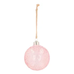 Glazen Kerstbal Met Spikkels | Roze | Transparant | 8 Cm