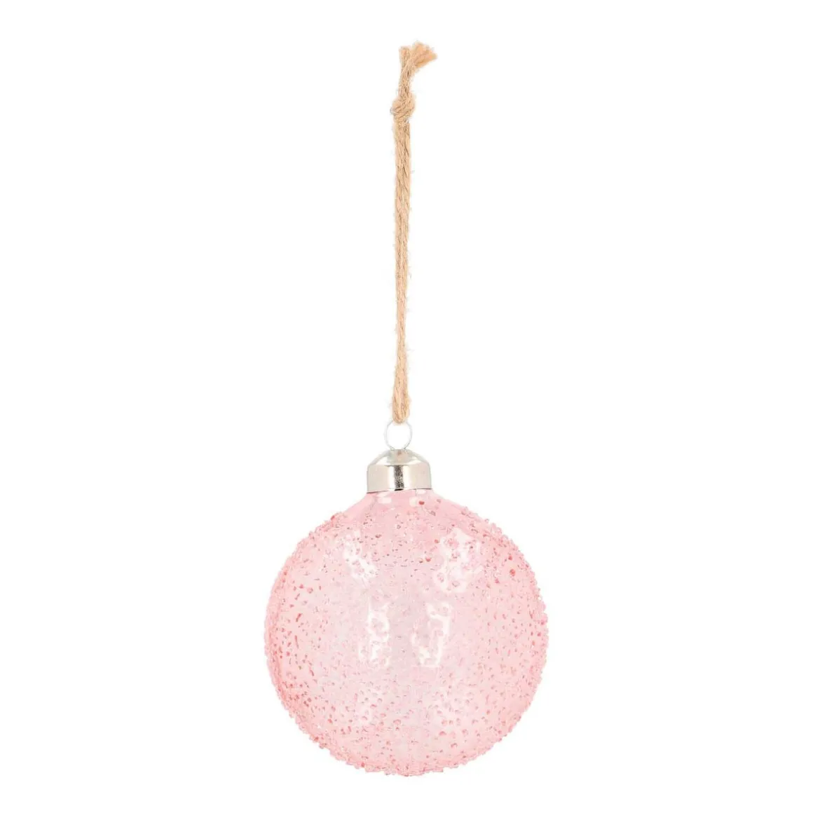 Glazen Kerstbal Met Spikkels | Roze | Transparant | 8 Cm