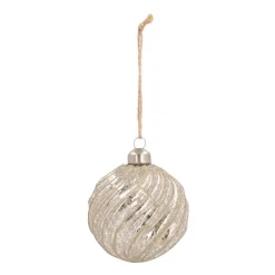 Glazen Kerstbal Met Swirl | Champagne | 8 Cm