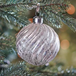 Glazen Kerstbal Met Swirl | Champagne | 8 Cm