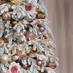 Glazen Kerstbal Met Takken | Roze | Antiek-look | 10 Cm