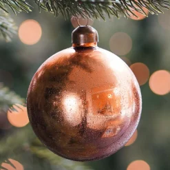 Glazen Kerstbal Met Zand-finish | Koper | 8 Cm