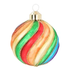 Glazen Kerstbal Regenboog | Swirl | 8 Cm