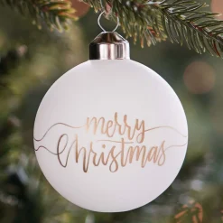 Glazen Kerstbal Wit Merry Christmas 8 Cm