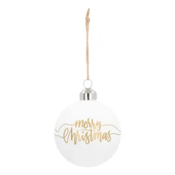 Glazen Kerstbal Wit Merry Christmas 8 Cm
