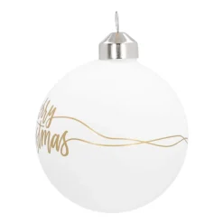 Glazen Kerstbal Wit Merry Christmas 8 Cm