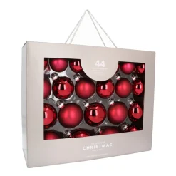 Glazen Kerstballen 44 St | Bordeauxrood | 5-8 Cm | In Koffer