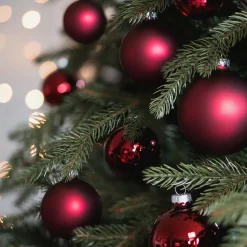 Glazen Kerstballen 44 St | Bordeauxrood | 5-8 Cm | In Koffer