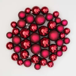 Glazen Kerstballen 44 St | Bordeauxrood | 5-8 Cm | In Koffer
