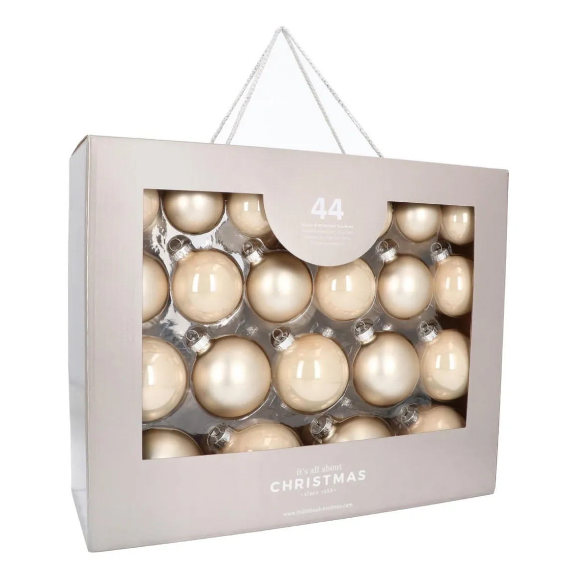 Glazen Kerstballen 44 St | Champagne | 5-8 Cm | In Koffer
