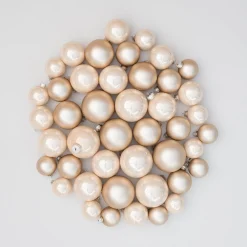 Glazen Kerstballen 44 St | Champagne | 5-8 Cm | In Koffer