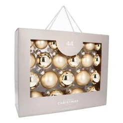 Glazen Kerstballen 44 St | Lichtgoud | 5-8 Cm | In Koffer