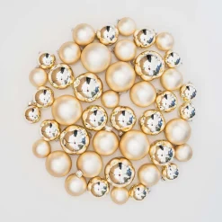 Glazen Kerstballen 44 St | Lichtgoud | 5-8 Cm | In Koffer