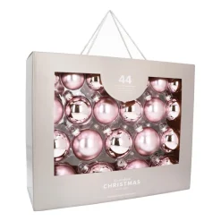 Glazen Kerstballen 44 St | Roze | 5-8 Cm | In Koffer