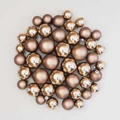 Glazen Kerstballen 44 St | Taupe | 5-8 Cm | In Koffer