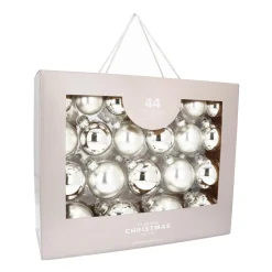 Glazen Kerstballen 44 St | Zilver | 5-8 Cm | In Koffer