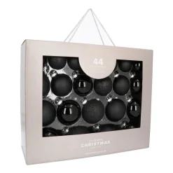 Glazen Kerstballen 44 St | Zwart | 5-8 Cm | In Koffer