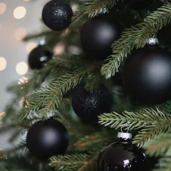 Glazen Kerstballen 44 St | Zwart | 5-8 Cm | In Koffer