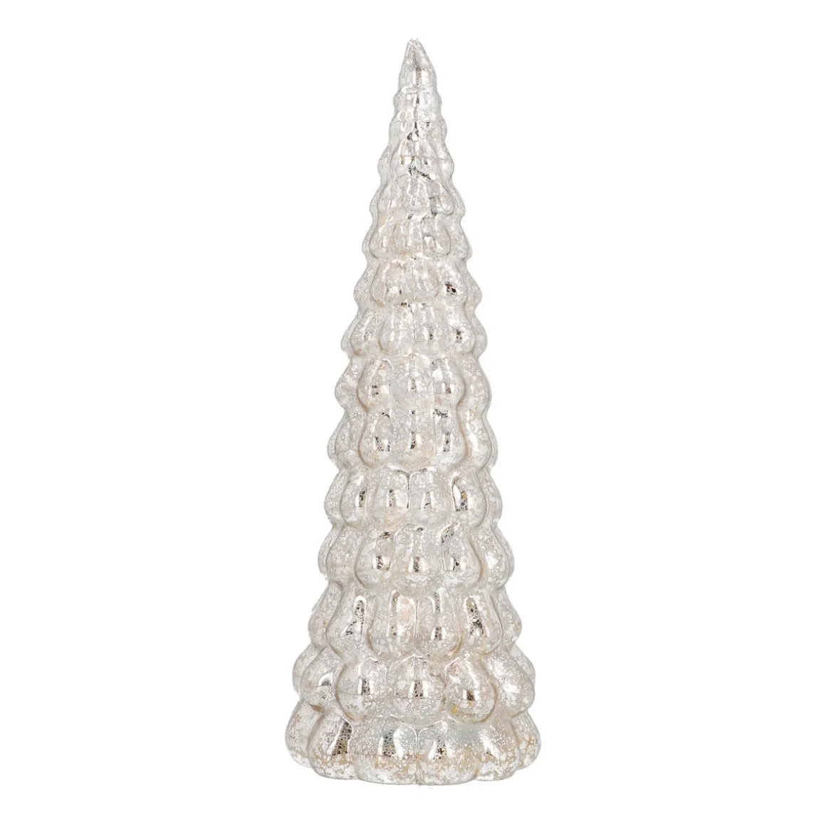 Glazen Kerstboom | Zilver | 12 LED | 33 Cm