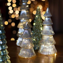 Glazen Kerstboom | Zilver | 10 LED | 27 Cm
