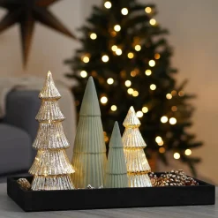Glazen Kerstboom | Zilver | 10 LED | 27 Cm