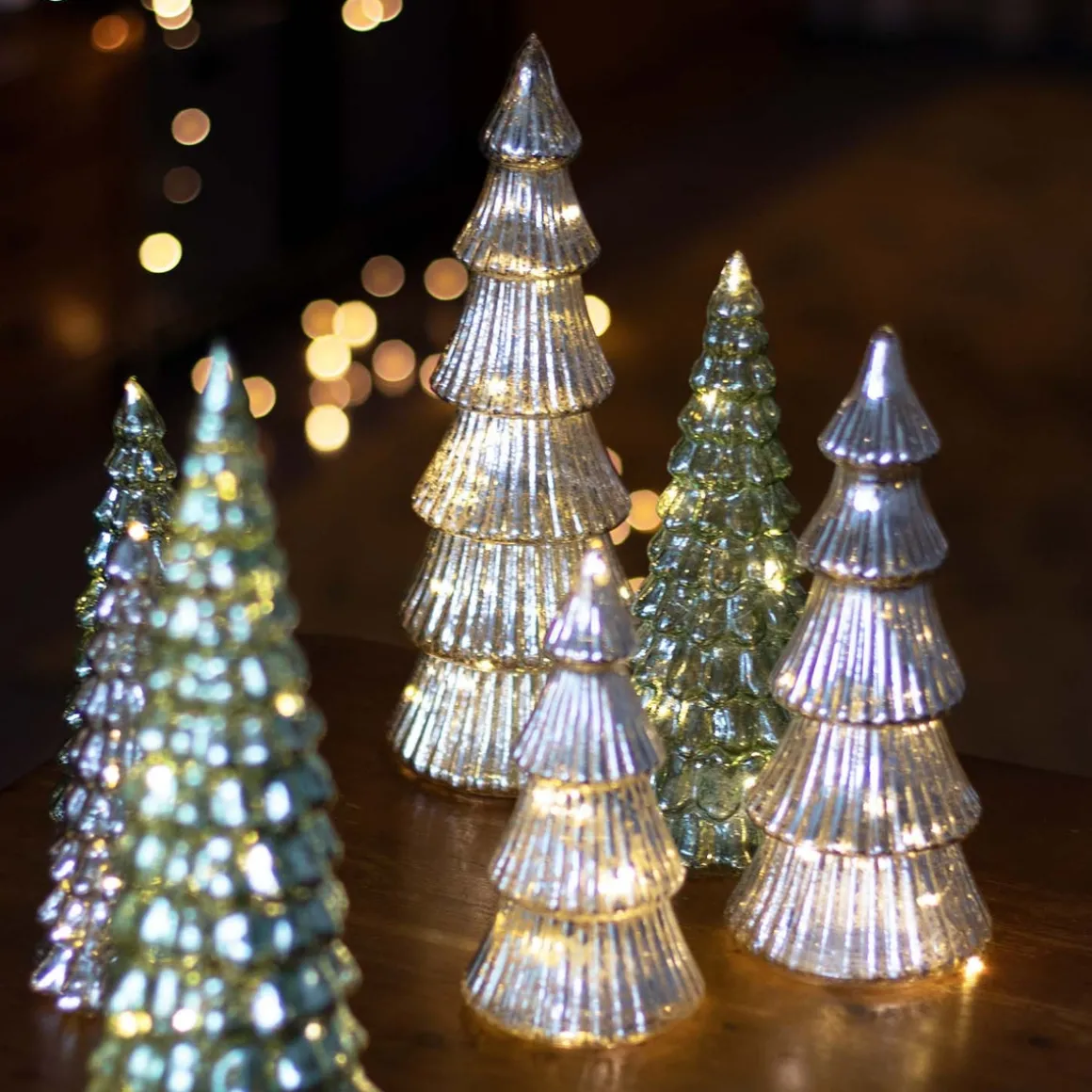 Glazen Kerstboom | Zilver | 15 LED | 37 Cm
