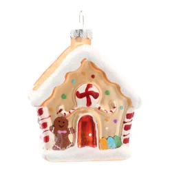 Glazen Kersthanger | Gouden Peperkoekhuisje | 9 Cm