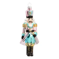 Glazen Kersthanger | Multipastel Notenkraker | 16 Cm