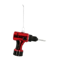 Glazen Kersthanger Boormachine | Handgeschilderd | Rood | 9 Cm