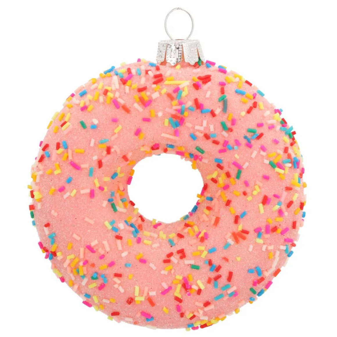 Glazen Kersthanger Donut | Oranje | 10 Cm