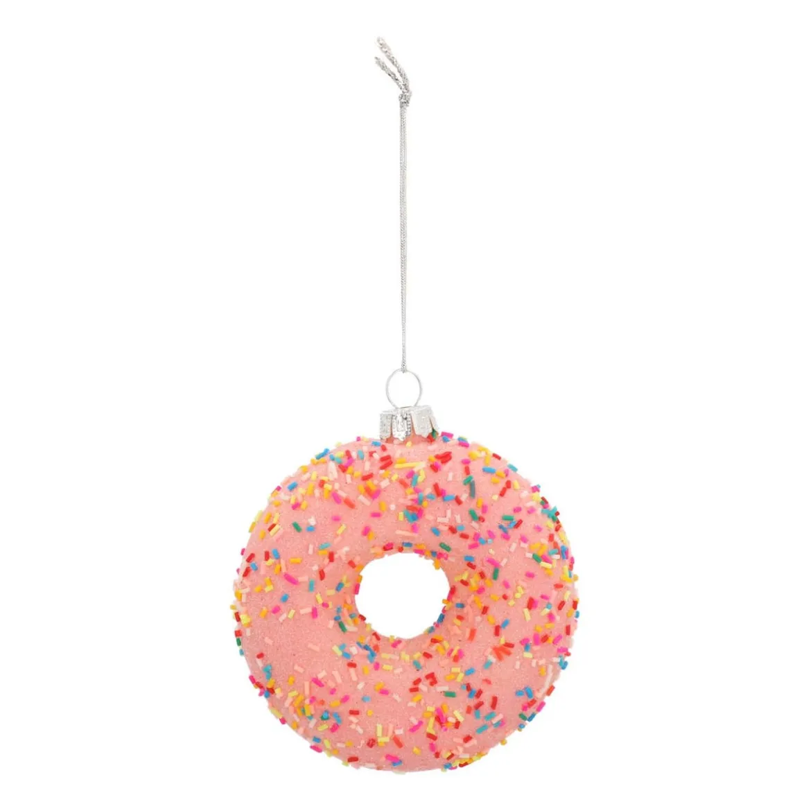 Glazen Kersthanger Donut | Oranje | 10 Cm