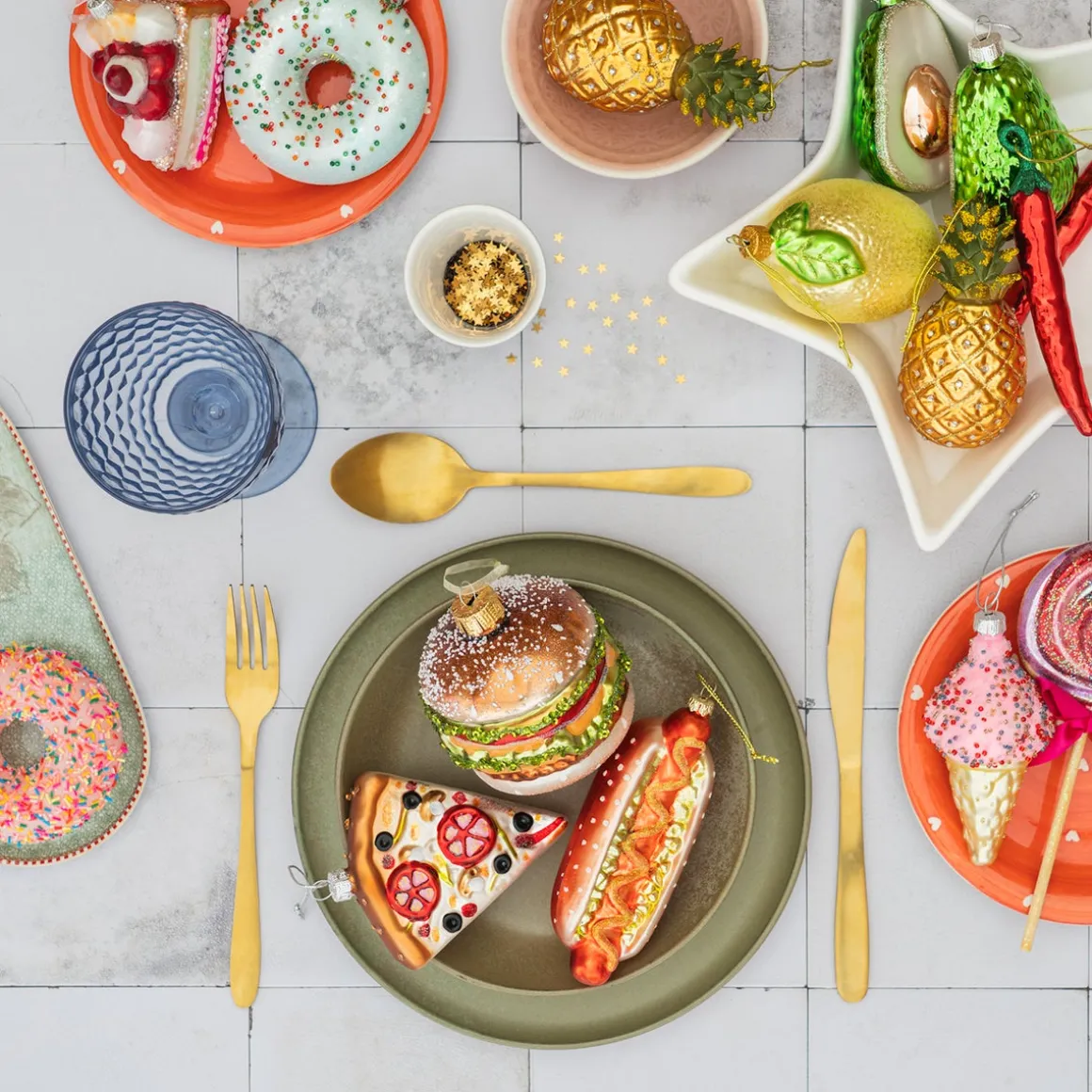 Glazen Kersthanger Donut | Oranje | 10 Cm