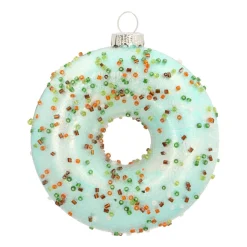 Glazen Kersthanger Donut | Lichtblauw | 10 Cm