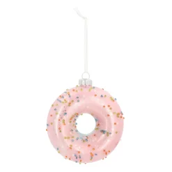 Glazen Kersthanger Donut | Roze | 10 Cm