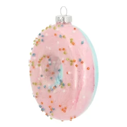 Glazen Kersthanger Donut | Roze | 10 Cm