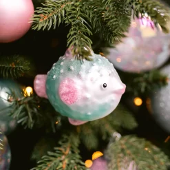 Glazen Kersthanger Kogelvis | Pastelkleur | 9 Cm