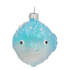 Glazen Kersthanger Kogelvis | Blauw | 10 Cm