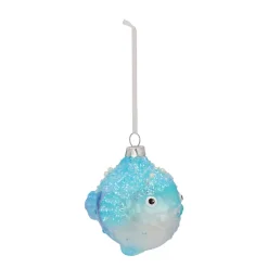 Glazen Kersthanger Kogelvis | Blauw | 10 Cm