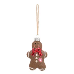 Glazen Kersthanger Peperkoekmannetje | Bruin | 8 Cm