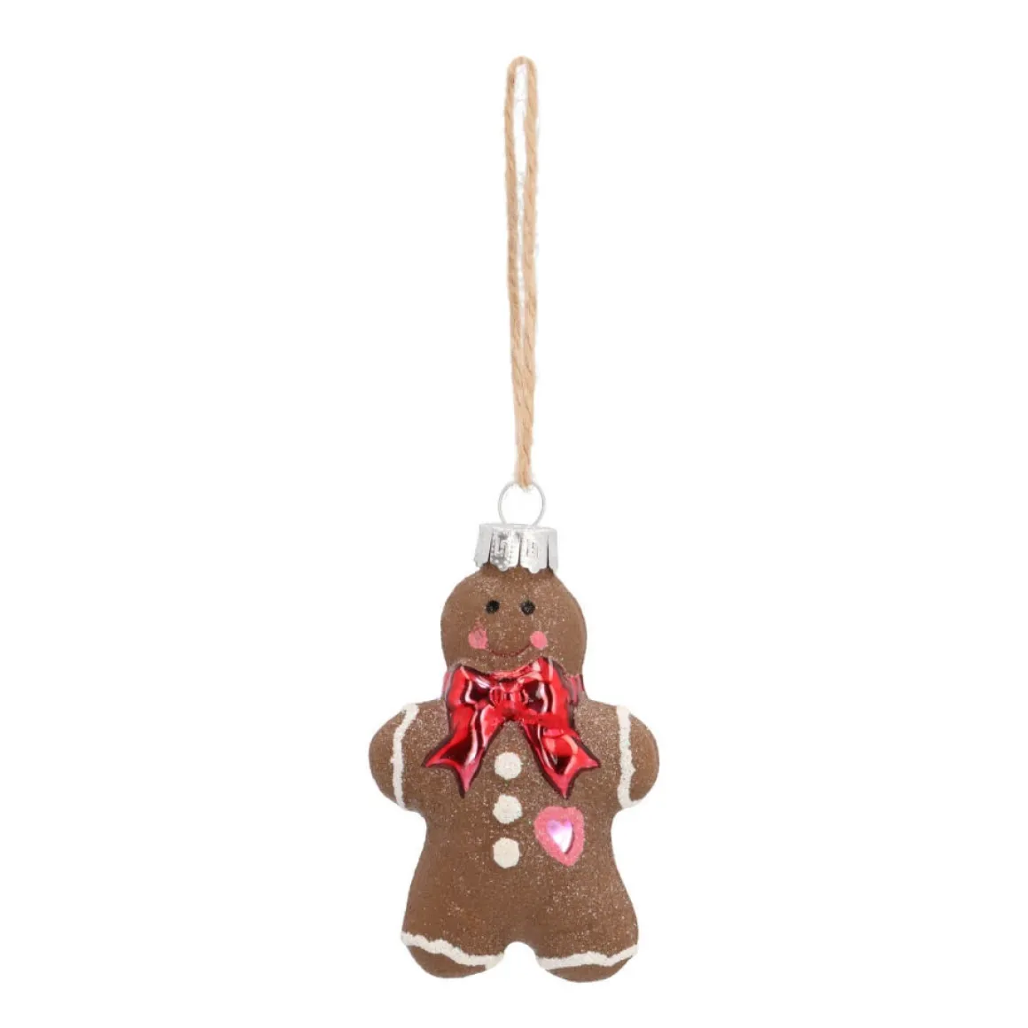 Glazen Kersthanger Peperkoekmannetje | Bruin | 8 Cm