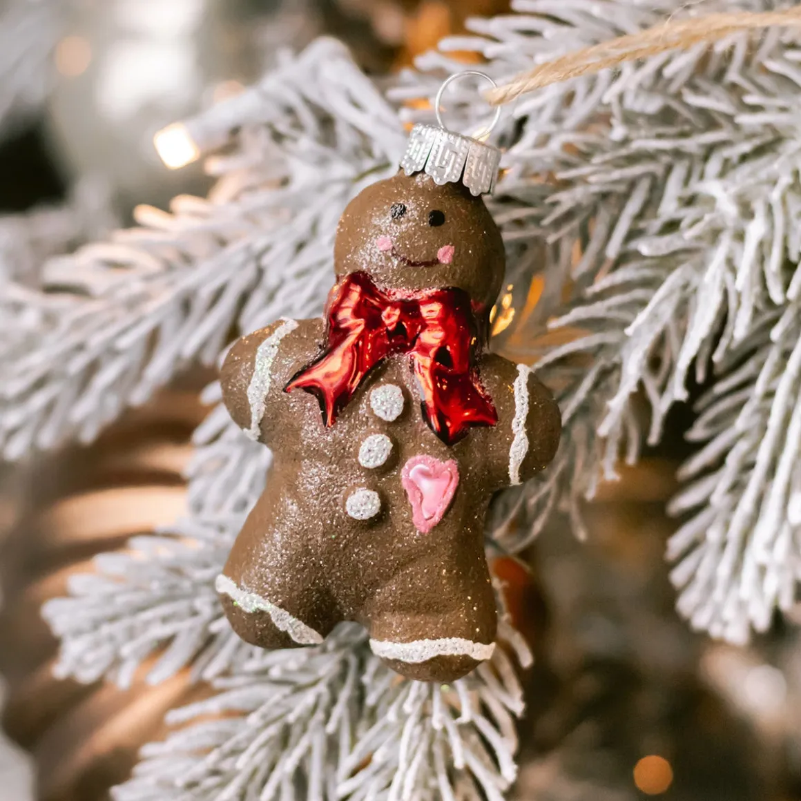 Glazen Kersthanger Peperkoekmannetje | Bruin | 8 Cm
