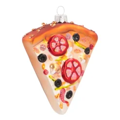 Glazen Kersthanger Pizza | Handgeschilderd | Multi | 11 Cm