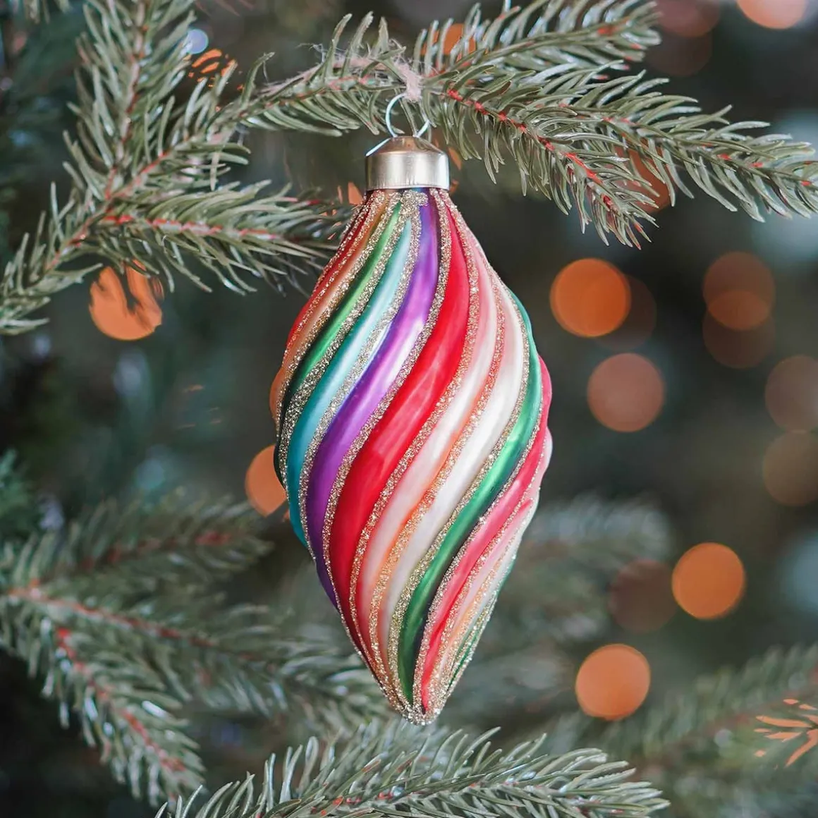 Glazen Kersthanger Regenboog Pegel | Handgeschilderd | Multi | 15 Cm